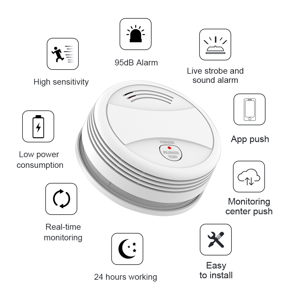 WIFI graffiti smart smoke alarm network smoke detector APP mobile phone alarm